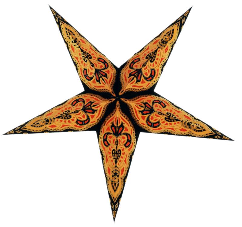 Baby Sumita Black / Orange - Foldable glowing Paperstar with 5 points, 40 cm